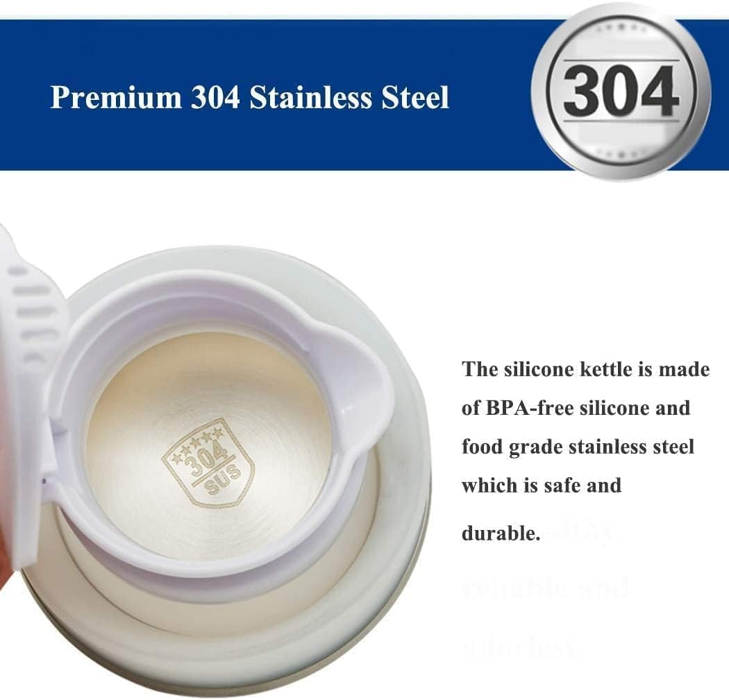 Portable Electric Kettle, Fast Boiling, 600ml, Collapsible, 100-240V Food Grade Silicone Foldable Kettle, Boil Dry Protection (Pink)