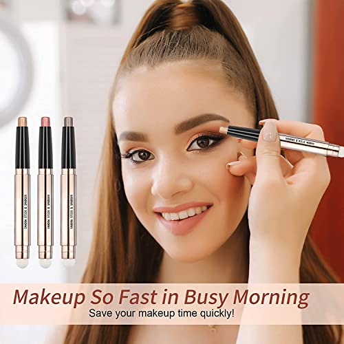 Daeuwiutr Eyeshadow Stick Smooth Cream Shadow Pencil Long Lasting Waterproof Eye Shadow Pen Highlighter Stick Makeup Hypoallergenic Multi-Dimensional Eyes Look Thrive (Champagne Shimmer #04) #TOP4