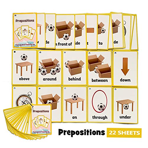 LinGO Flash Cards, Portátil Tarjetas Flash Impermeable Flashcards Tarjeta De Aprendizaje De Palabras En Inglés Ayudas De Enseñanza para Maestros para La Educación Infantil Temprana,Prepositions