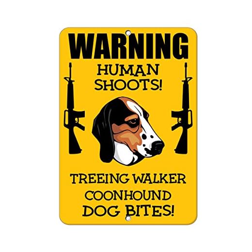 Treeing Walker Coonhound Dog Human Shoots Fun Novelty SignVinyl Sticker Decal 8"