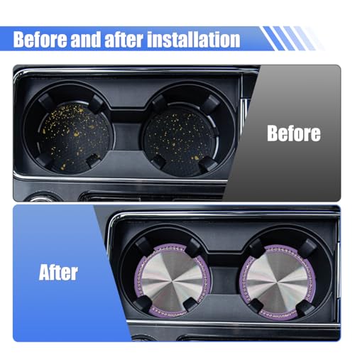 2PCS Bling Portavasos para Carro Universales Morado miniatura 5