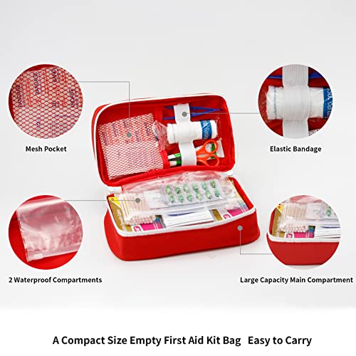 Image of TOPASION Portable Empty First Aid Kit Bag, Travel Medicine Pouch, Small Medical Bag (2 Pieces Red)
