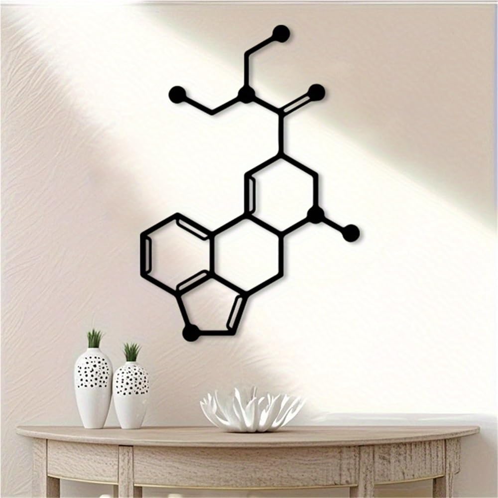 Decorazione murale moderna e minimalista in metallo con molecola psichedelica, modello retrò di atomo e chimica dal design bohémien, in ferro, ideale per sala giochi, studio, laboratorio, per app