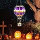 TERESA’S COLLECTIONS Heißluftballon Solarlaterne für außen,45cm Orange Violett Luftballon Solarlampe Aufhängen,Gartendeko für draußen,dekorativer solarleuchten,Flammeneffekt,für Halloweendeko