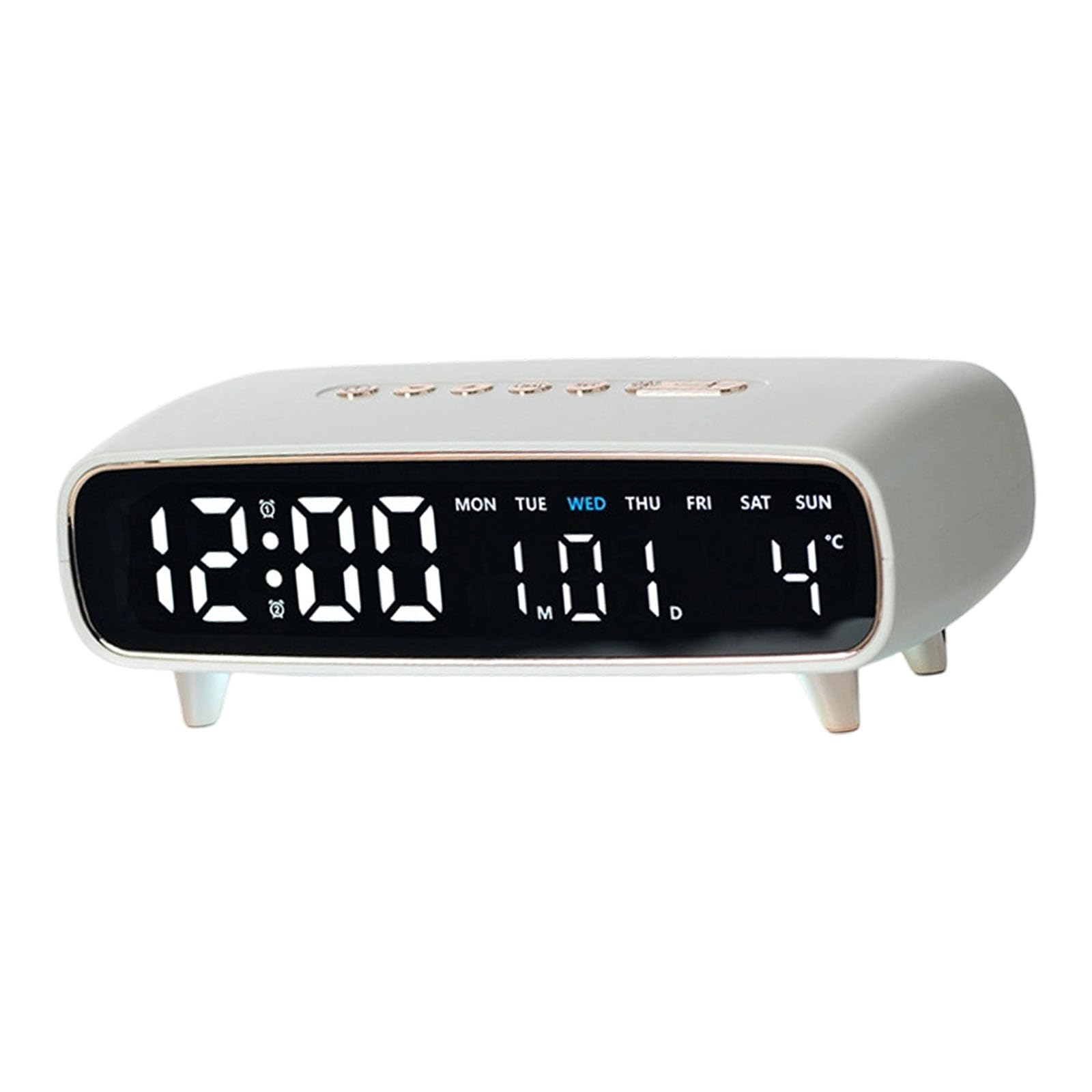 Woedpez Practical Digital Clock with Large Display Night Light Feature Calendar Temperature and Moons Phase for Daily Use Digital Alarm Clock with Backlight Multiple Alarms