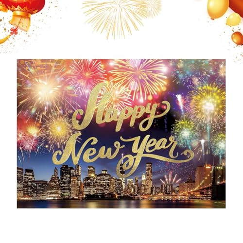Banner Feliz Año Nuevo | de Fiestas 208x150 cm - Panel de Año Nuevo Y Banners De Fiesta | Para Interior Exterior Oficina Escuela Hotel Apartamento
