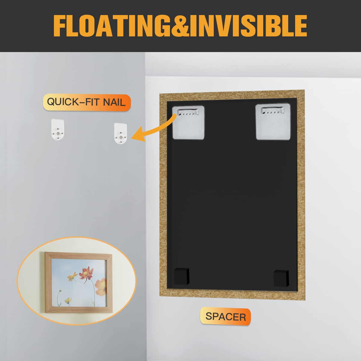 Fotohanger, zelfklevend, zonder boren, voor zware afbeeldingen tot 2,5 kg, sterke fotohaken om te plakken, spiegelhouder, wand, acrylglas, bevestigingsset om op te hangen