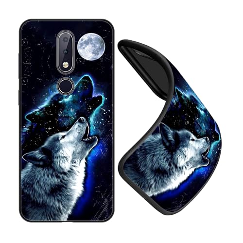 JEZSTHAI Funda Compatible con Nokia 6.1 Plus Carcasa de Silicona Premium,Anti-Choques y Anti-Arañazos,Funda Protectora de Suave para Negro con Dibujo con Patrón,B07