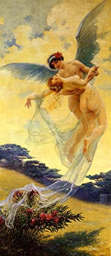Peinture à l'huile Alfred Plauzeau Enlevée par l'Amour toile de maître