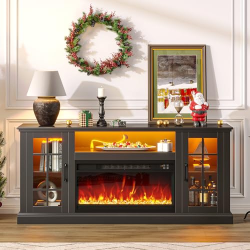 Rolanstar Fireplace TV Stand with Led and Power...