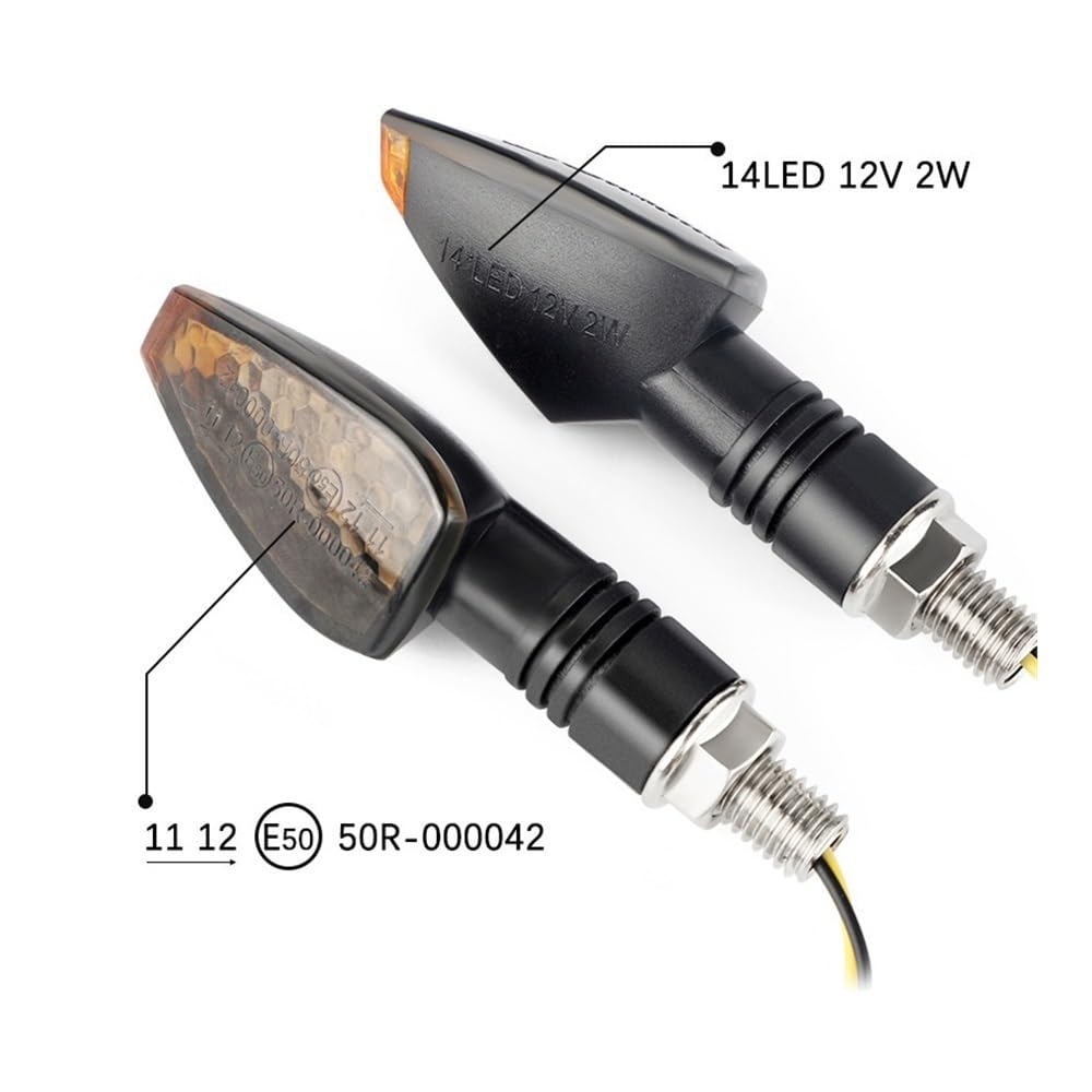 Frecce per motociclette omologate per luci di segnalazione 14 per indicatori direzione Luce ambra Lampeggiante 12V/24V M10(2PCS)