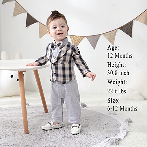 Image of Baby Boy Suit, One-Piece Romper & Vest & Beret & Bowtie (0-24 Months)
