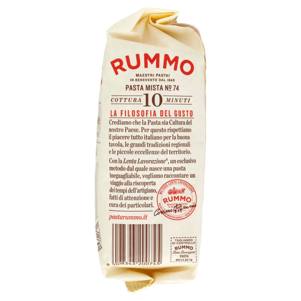 Rummo Pasta Mista N°74, pasta de trigo duro, pasta italiana 500 g + llavero Beni Culinari gratuito (32 unidades)