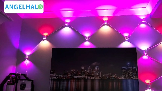 Image of ANGELHALO Smart Wall Sconces, Music Sync Indoor Double-Headed Wall Lights, Works with Alexa, Multicolor LED Wall Light for Home Decor, Dynamic Scenes Indoor Light for Living Room, Bedroom, 14 Pack