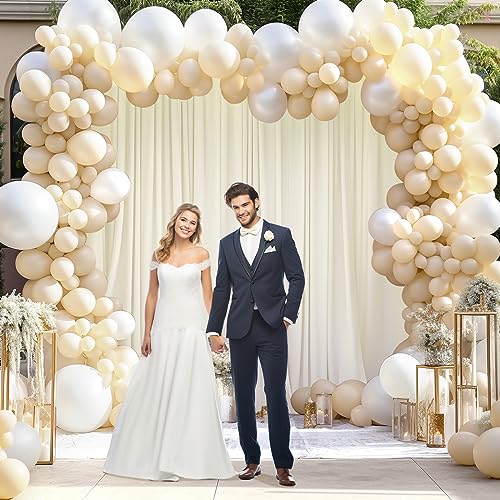 Image of 10x10ft Ivory Backdrop Curtain for Wedding Parties Wrinkle Free Fabric Ivory Drapes Backdrop Decoration for Baby Shower Birthday Photography Decoration 2 Panels, 5ft x 10ft