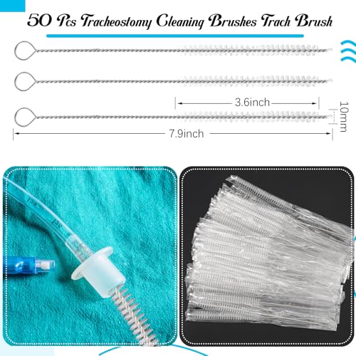 trelaco 50 pcs tracheostomy cleaning brushes trach brush nylon bristle tracheostomy brushes pipe tube cleaning brush for supplies 10mm