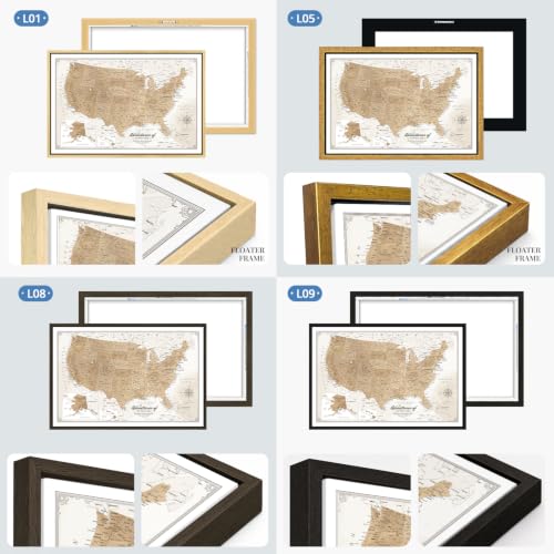 Image of IPIC Personalized Vintage Framed USA Map Pin Board, Image Size 42x28 in