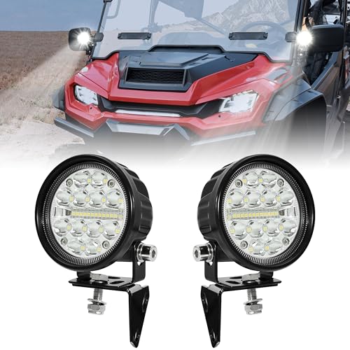 SAUTVS A-Pillar LED Pod Lights for Honda Pioneer 1000-3 1000-5 1000-6 2016-2025 Accessories, Front Auxiliary Lights with Mounting Bracket & Wiring Harness, Plug and Play, 2PCS