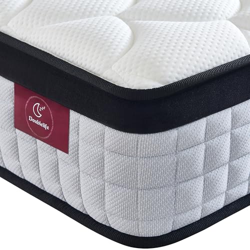 Doublelife King Size Mattress 5FT 9.85 Inch Gel Memory Foam 9 Zone Orthopedic Mattress Breathable Foam with Individually Pocket Spring Motion Isolation Edge Support(150x200x25cm)