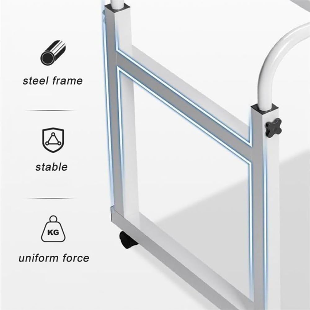 Tavolo per laptop con ruote, carrello regolabile per letto matrimoniale o king size, supporto portatile per casa, ufficio e tempo libero