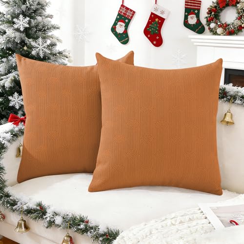 CYCMACO Fundas Cojines 45x45 Juego De 2, Cojines para Sofa con Cremallera Invisible, Suave Funda Cojin Moderna, Lavables, para Silla Cama Salón Sala De Estar Dormitorio, Naranja