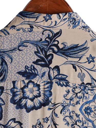 Image of JOTOOK Mens Hawaiian Shirt Short Sleeve Button Down Tropical Shirts Casual Floral Summer Beach Shirt