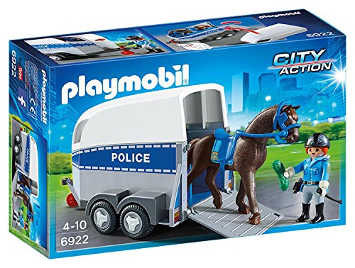 PLAYMOBIL 6922 Policière avec Cheval et remorque, Multicolore