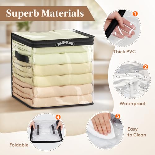 Lifewit 4 Pack Clear Clothes Storage Bags, Sweater Storage with Zipper, 18L Vinyl Foldable Moving Bags, Storage Container for Blankets Bed Sheet Sweater Yarns by Lifewit - Image 3
