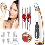 Mitesserentferner Porenreiniger,Vakuumsauger Mitesser Entferner Porensauger Pickelentferner Blackhead Remover Vakuum Mitesser Sauger USB Aufladung mit 6 Sonden(Gold)