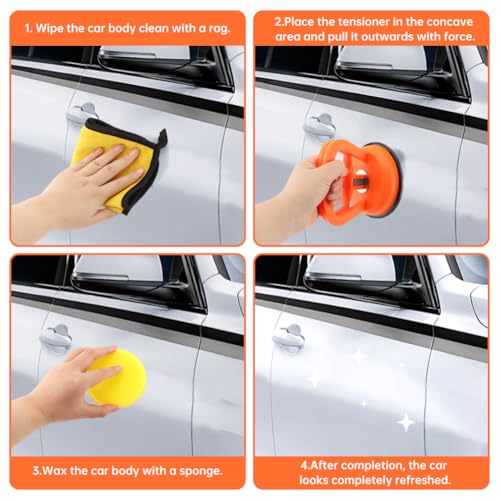 CHENZORVAX Car Dent Repair Kit,with 3 Pcs Dent Repair Pullers 2 Pcs Waxing Sponge Blocks and Cloth Suction Cup Powerful Indent‌ Removal for Car Dents Glass, Screen and Objects Moving(Orange+Black) by CHENZORVAX - Used condition - Image 5