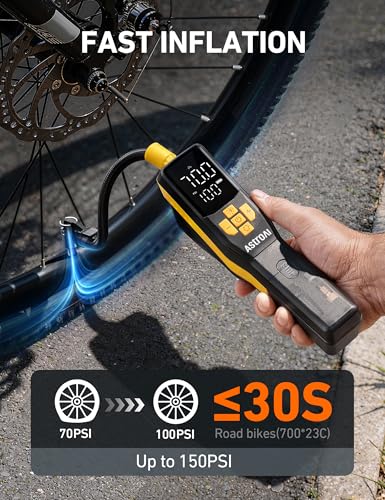 Image of AstroAI 150 PSI Tire Inflator Portable Air Compressor for Car Tires, Cordless Bike Pump with LCD Display, Auto Shut-Off, 5 Modes Air Pump for Car Motorcycle Bicycle Balls, LED Light & Storage Design