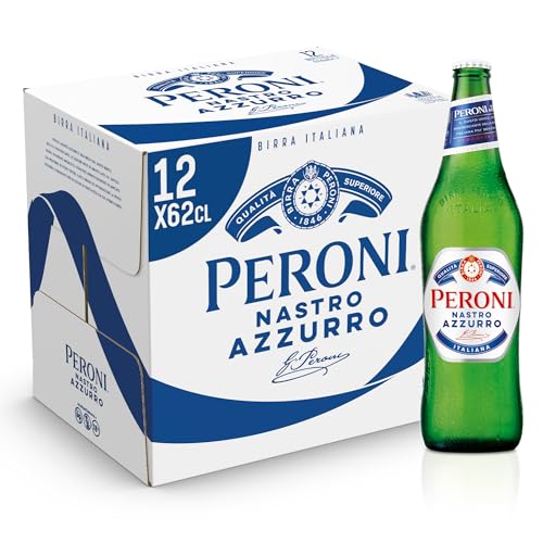 Peroni Nastro Azzurro Cassa con 12 Bottiglie di Birra Premium Lager da 62 cl, A Bassa Fermentazione, Gusto Rinfrescante e Rigenerante, Gradazione Alcolica 5% Vol