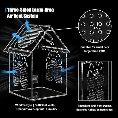 YINGXUN Jumping Spider House Enclosure, Seamless Tarantula Terrarium, Thick Acrylic Praying Mantis Habitat, 6"x6"x10", Large - 2