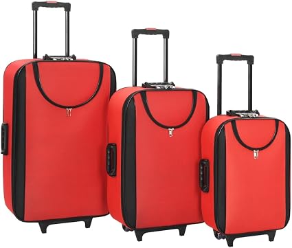 vidaXL Valigie Trolley 3pz Facile Manutenzione Robuste Resistenti Manico  Telescopico con Serratura Borse Baule Bagaglio Morbide Rosso Tessuto Oxford  : Amazon.it: Valigeria