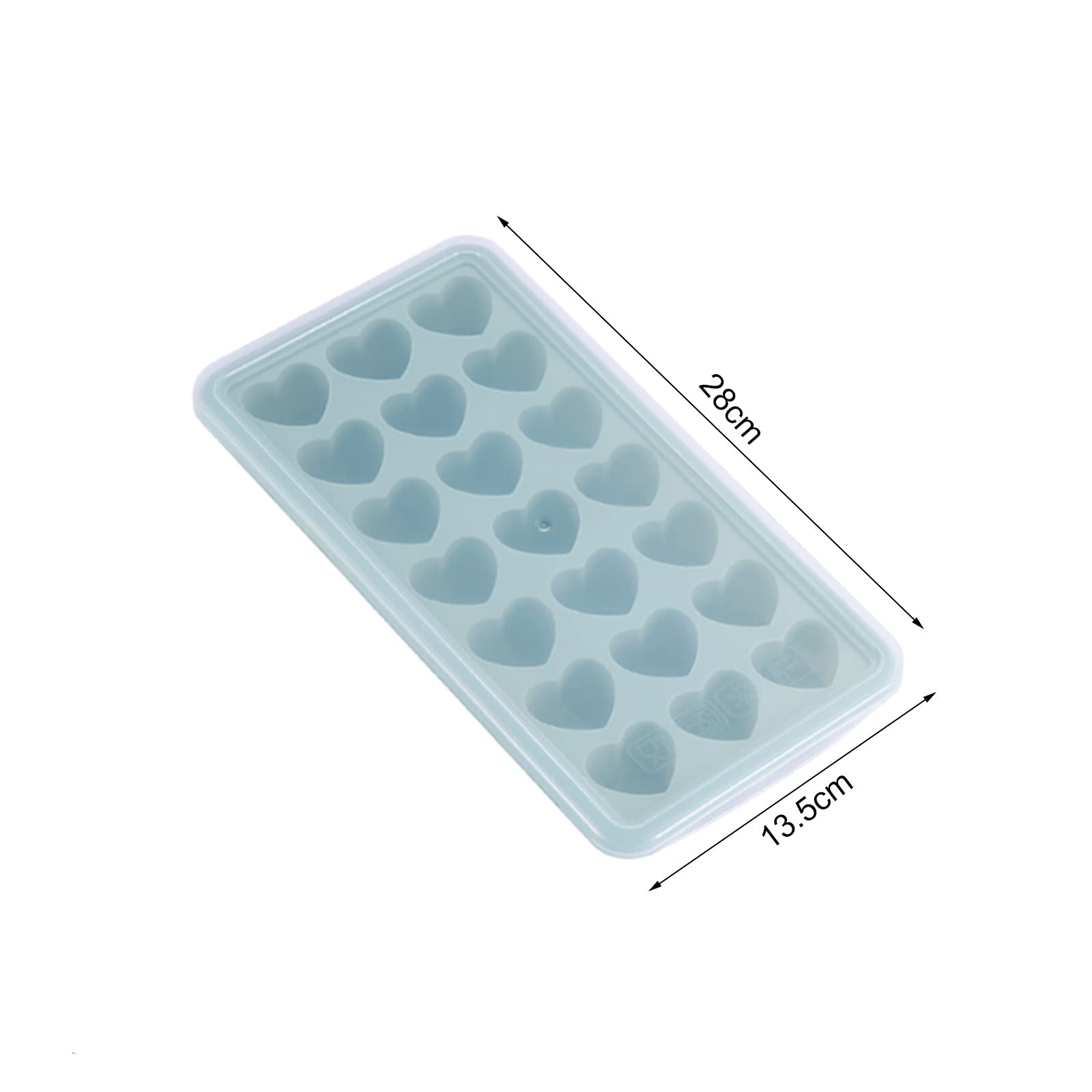 Silikon-Eiswürfelform mit Deckel, 21 leicht abnehmbare Gefrierformen, BPA-frei, stapelbar, wiederverwendbar (blau)
