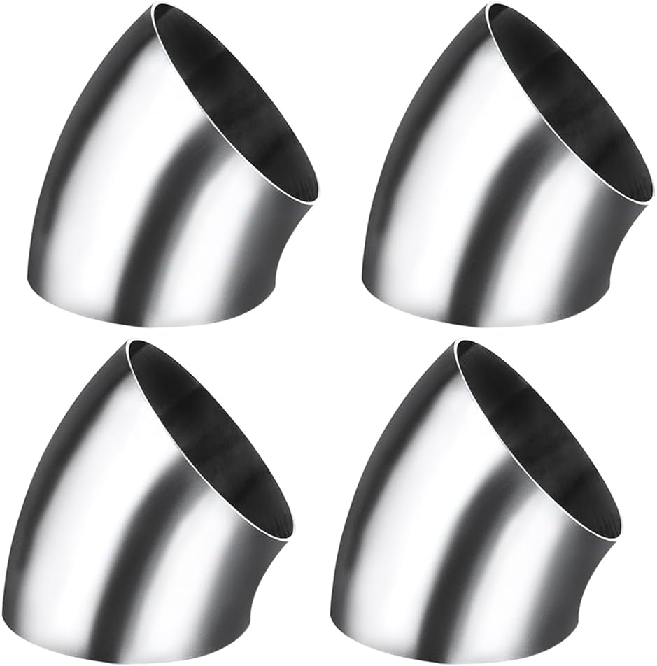 4Inch 45 Degree Stainless Steel Exhaust Elbow Pipe-16GA/. 065" Wall-SS304 4" Stainless Steel Pipe Bend Tube for Car Exhaust Elbow Modified, Stair Handrail Bend,etc (4pcs)