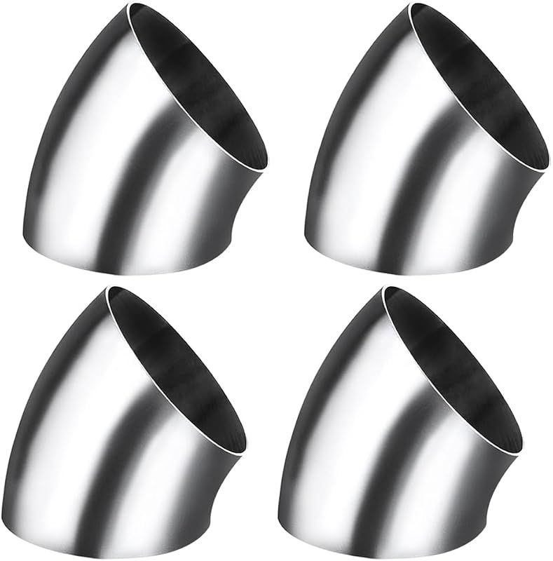 Curva de escapamento em aço inoxidável AIMCOCO 45° com diâmetro externo de 10,16 cm – Kit com 4 unidades