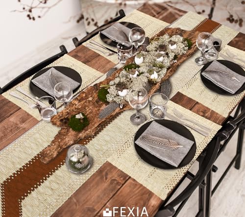 FEXIA Conjunto de 4 jogos americanos Boho para decoração de mesa de macramê e estilo casa de fazenda