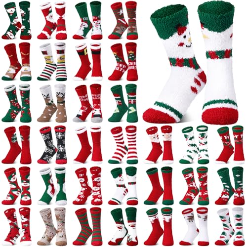 50 Pairs Christmas Fuzzy Winter Socks Bulk Colorful Fluffy Warm Men Plush Stocking Xmas Unisex Cold Weather Sock