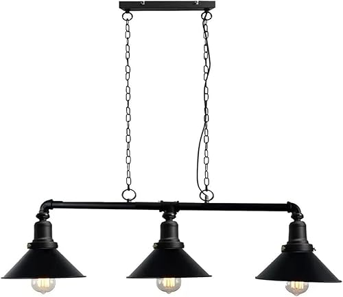 Miniatura 1 de Genérico Araña moderna, lámpara de techo moderna - Industrial tubo de agua colgante de iluminación 3 lámpara de metal negro V-Tirada montaje retro