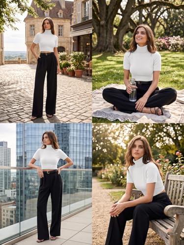 Image of GRECIILOOKS Trousers for Woman | Womens High Rise High Waist Flared Korean Style | Formal Pant for Women Office Wear| Track Pants for Womans Elegant for College & Events (Available in Plus Size)