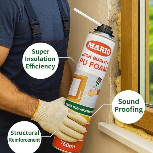 Image of PU Foam Spray 750ML for Gap Filling & Leak Repair | Expanding Foam Sealant Spray for Walls, Doors, Windows & AC Ducts | Waterproof Insulation Foam & Crack Filler for Home DIY (Pack of 2)