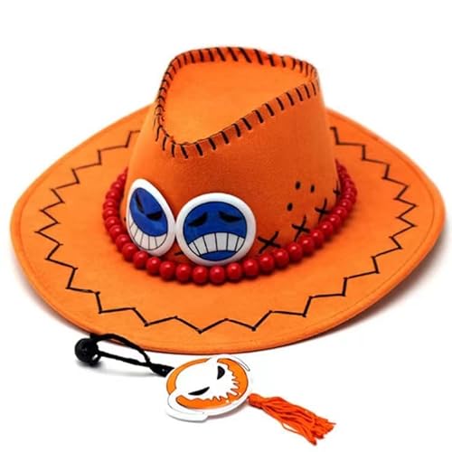 Cowboy Hat Portgas D Ace Role-Playing hat, Luffy Anime Cartoon Costume Accessory Orange