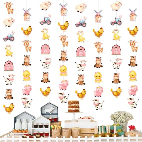 8pcs Farm Theme Hanging Garlands Farm Birthday Party Decorations Farm Animal Baby Shower Room Wall Decor for Barnyard Party Barn Baby Shower Supplies
