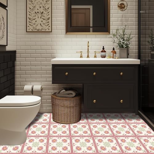 Image of Moroccan Tile Stickers | Waterproof Self Adhesive Peel & Stick Tile Decals for Kitchen Backsplash, Bathroom Wall, Floor, Furniture & Glass (8x8 Inch, Design 11, 36 Pic)