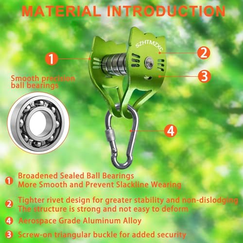 Image of Kids Zipline Cat Pulley, Ninja Slackline Slider with Brake Stopper | Smooth & Silky, Quick Setup, Children Toys, Backyard, Outdoor Playground Fitness Equipment, CPSC Approval
