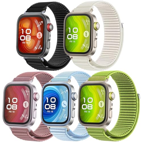 ZOCOVIN 5 Stücks Nylon Armband Kompatibel mit Huawei Watch Fit 4 Pro/Fit 4 / Fit 3 Dehnbares Ersatzarmband für Huawei Watch Fit 4 Pro / 4/3 Damen Herren