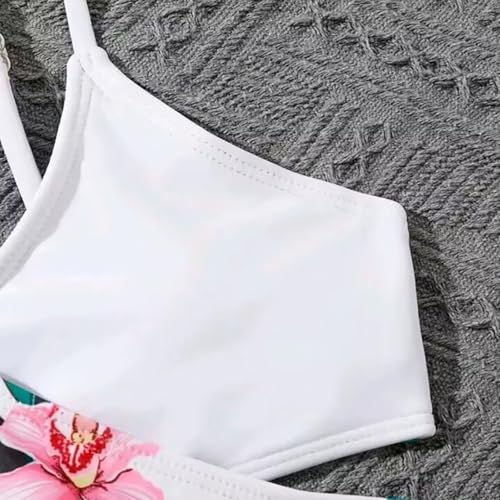 Girls Swimsuit 3 Piece Kid Tropical Floral Swimwear with Cover Up Pants Kids Bathing Suit Qui𝐜k Dry Swimwear4