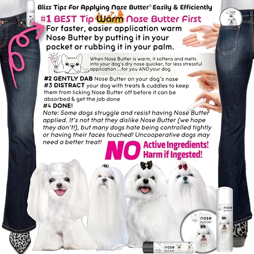 Image of The Blissful Dog Maltese Nose Butter for Dry, Cracked Skin, Lick-Safe Dog Nose Balm with Moisturizing Shea Butter, Almond, Olive, and Essential Oils, Pet Supplies, Uncented, 0.50 oz.