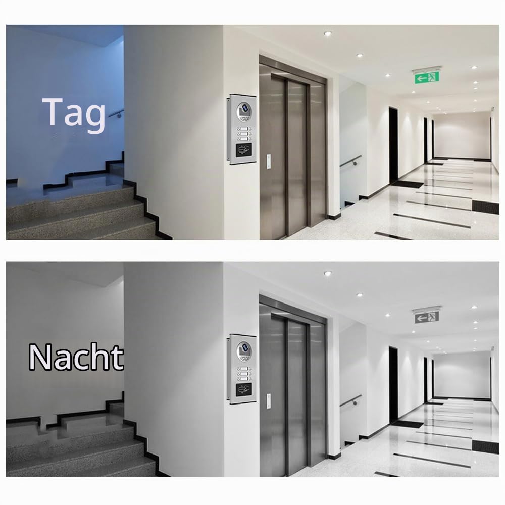 Verdrahtete Video-Sprechanlage für Wohnungen, 6 Einheiten 7-Zoll-Monitor-Video-Türsprechanlage, Indoor Outdoor-Video-Türklingel, ID-Karte entriegeln, 2-Wege-Audio für Haus Wohnung (sechs Monitore)